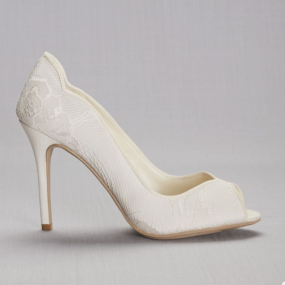 David's Bridal Layla white heels